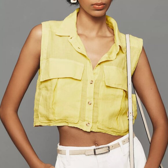 Anthropologie Pilcro Sleeveless Cropped Shirt - NWT! - Picture 1 of 6